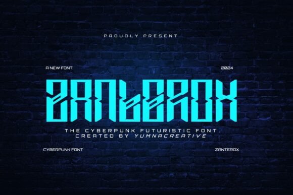 Zanterox Font: A Cyberpunk Display Typeface for Crafters and Makers